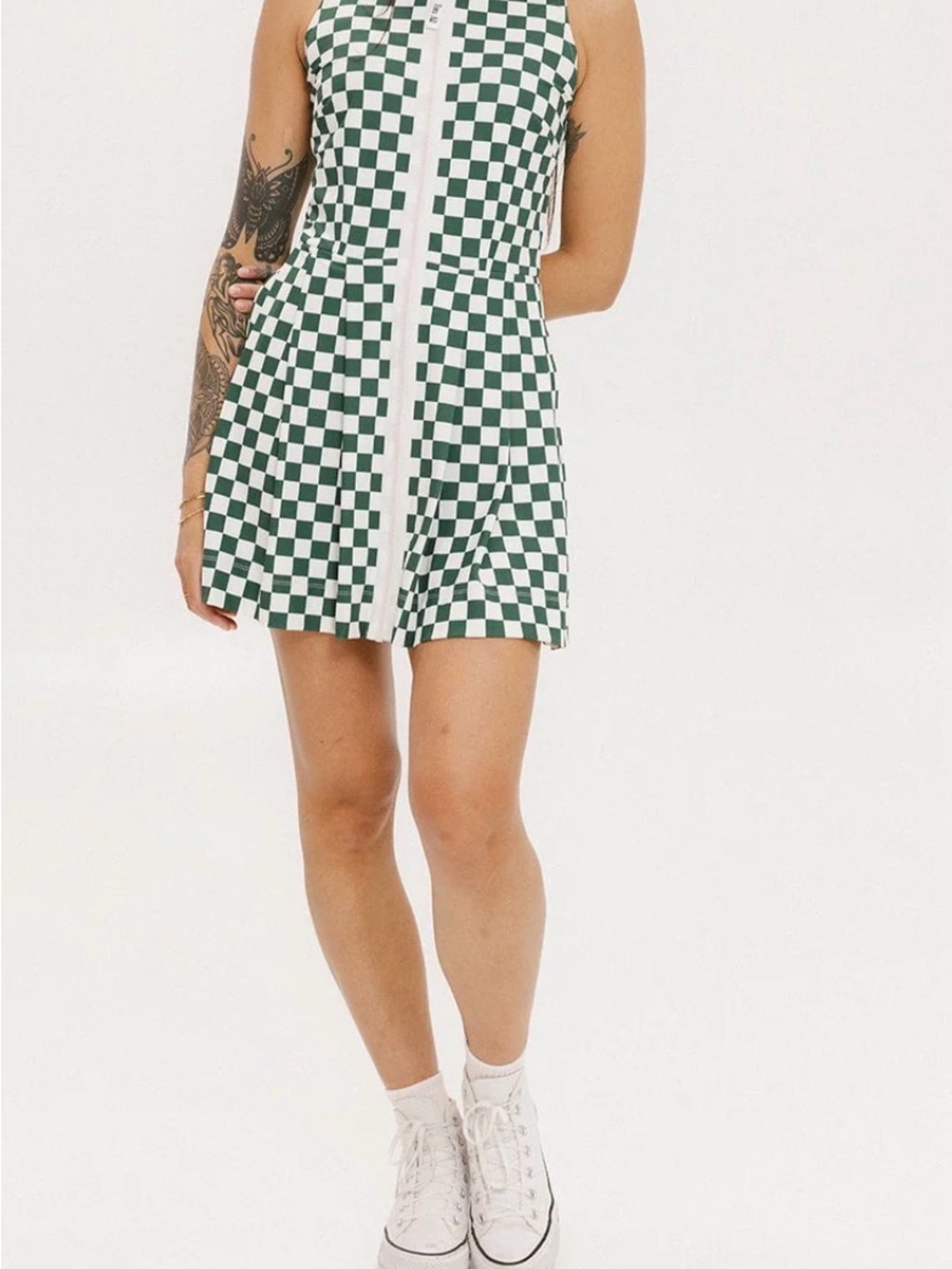 Fore All Erin Green White Checkered Golf Dress Size M
